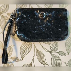 Coach Black Sequin Wristlet Clutch